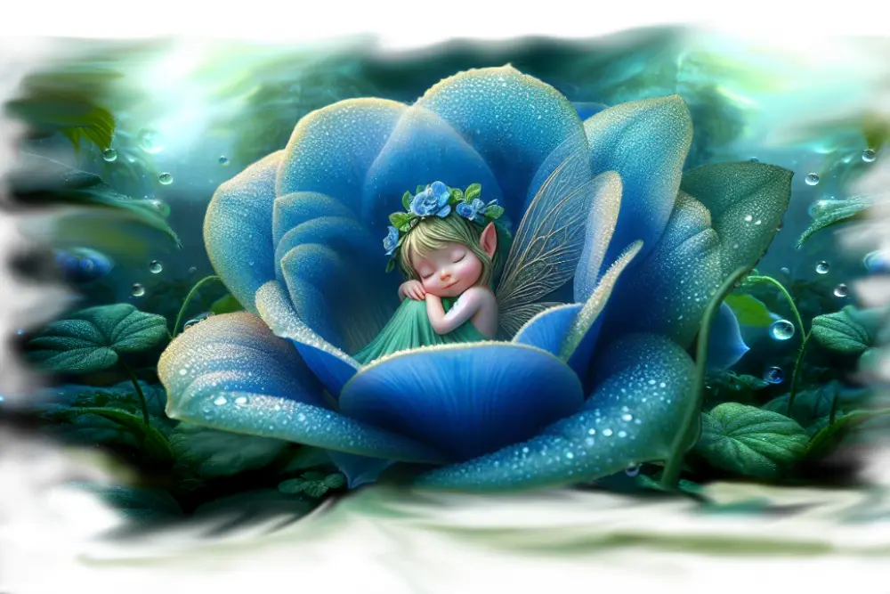 Calineczka śpiąca w kwiatku